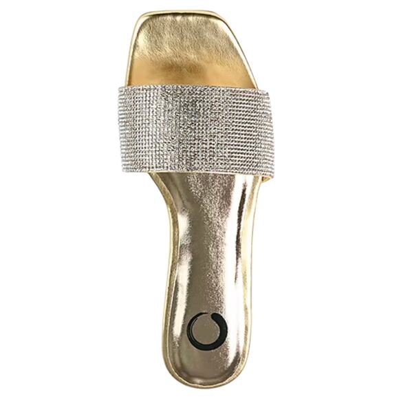 Journee Women's Grayce Rhinestone Flat Sandals Gold Size 6 1/2 - Picture 5 of 5